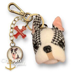 Plaidberry Frenchie Keychain French Bulldog Fuzzy Nation Couture Boston Terrier